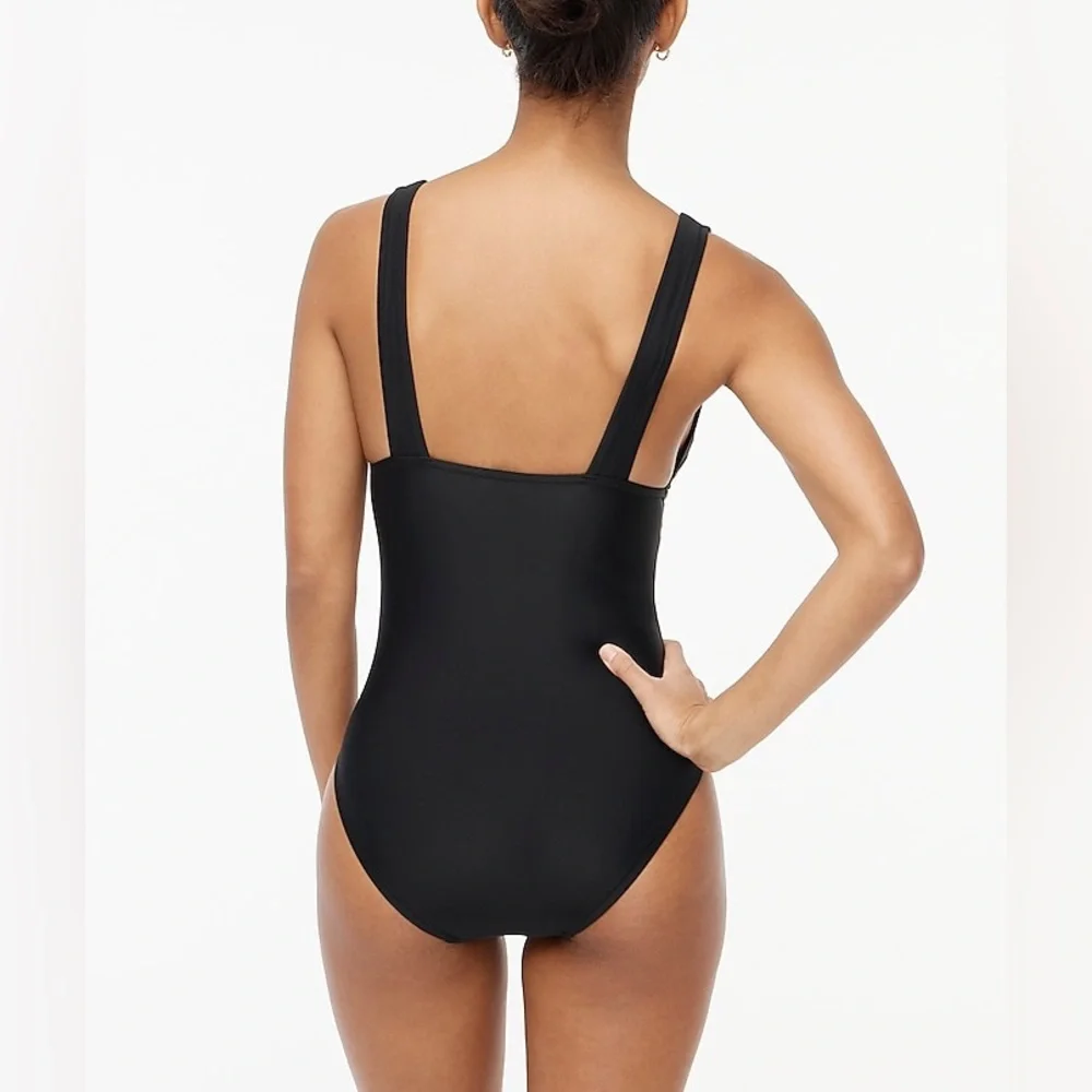 J.Crew V-neck ruched one-piece swimsuit in black size S NWT